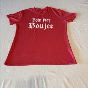 SHEIN Red 'Low Key Boujee' Short Sleeve Tee Size XL